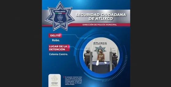 ¡Sorprendido con las manos en la lámpara! Detienen a hombre en Atlixco cuando robaba luminarias en la calle 8 Oriente