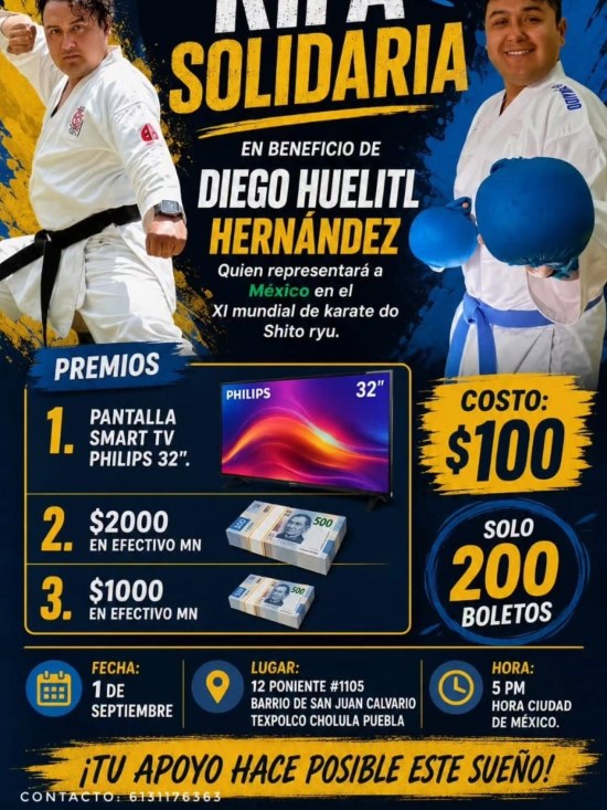 JOVEN DE SAN MATÍAS COCOYOTLA, SAN PEDRO CHOLULA, BUSCA APOYO PARA REPRESENTAR A MÉXICO EN EL MUNDIAL DE KARATE EN JAPÓN